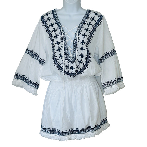 Melissa Odabash White Martina Embroidered Cover-Up Size M Dress - Picture 1 of 10